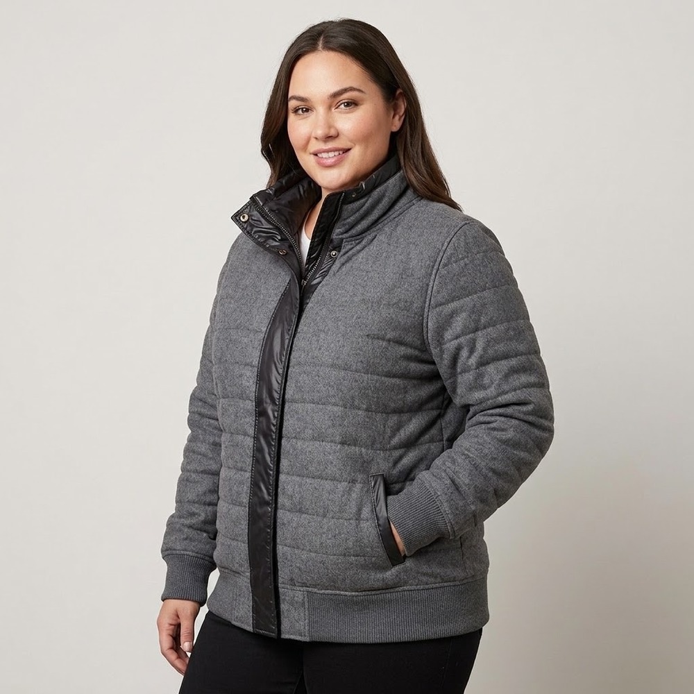Twik Quilted Zip Up Jacket Womens XL Gray Mountain Patrol Coat Gorp Puffer